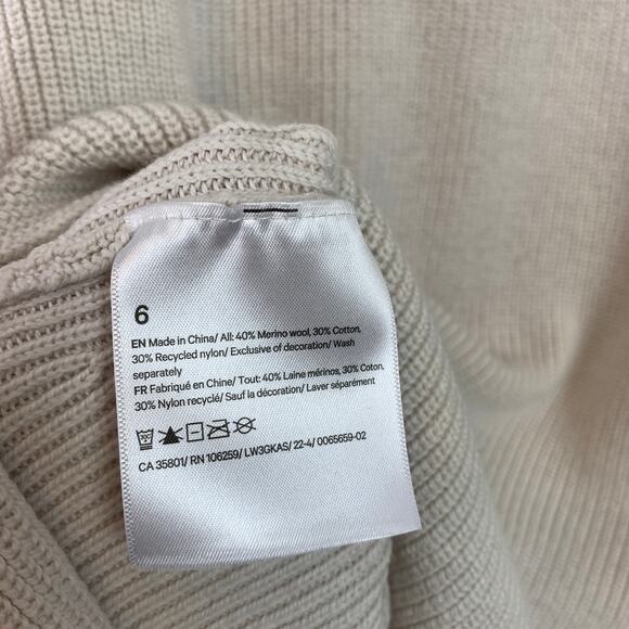 Lululemon Merino Wool-Blend Ribbed Crewneck Sweater White Opal Size 6 - Picture 8 of 9